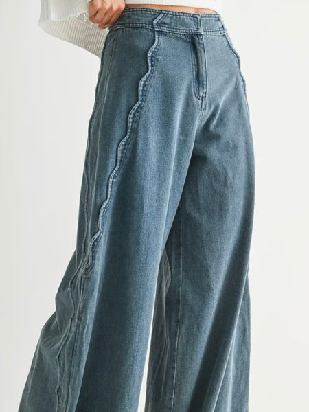 We Scream For Scallops Trouser in Denim