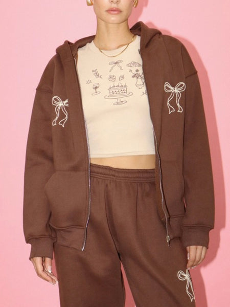 Pretty Little Thing Zip Up in Chocolate