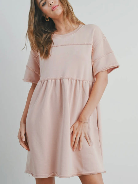 On The Fray Babydoll Dress in Mauve