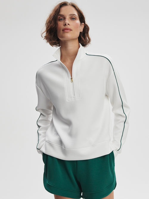 Kirsi Half Zip Midlayer in White & Forest