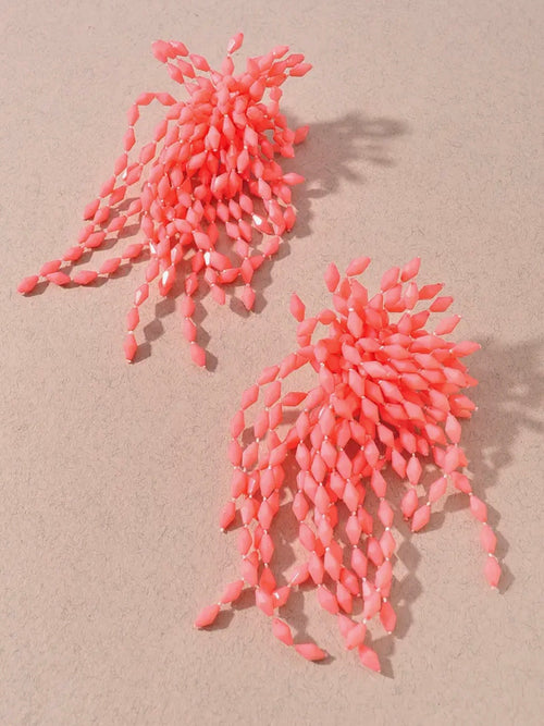 Confetti Fringe Earrings in Peach