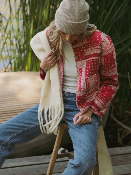 Piece It Together Quilted Jacket in Red