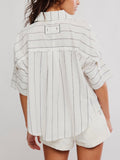 Seaside Cotton Stripe Shirt in Ivory Combo
