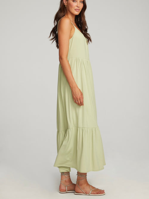 She's Essential Ribbed Midi Dress in Limelight