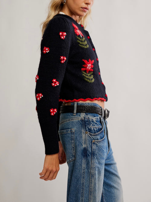 Nonna Sweater in Midnight Bloom Combo