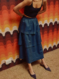 Denim Date Midi Skirt in Blue