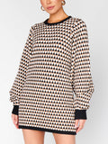 Marion Sweater Dress in Black Geo Knit