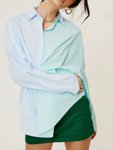My Other Side Button Up in Mint Combo