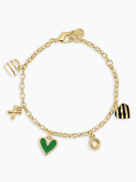 Campbell Heart Charm Bracelet in Green