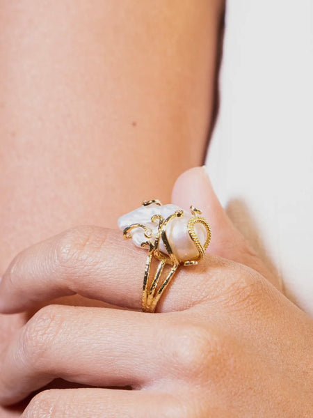 Organic Elegance Baroque Pearl Ring