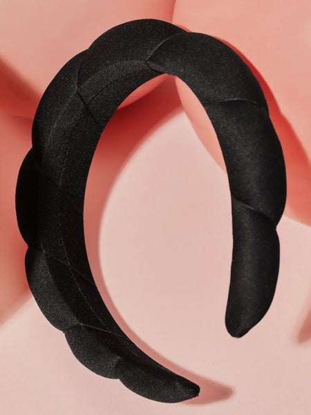 Recycled Fabric Puffy Headband in Black
