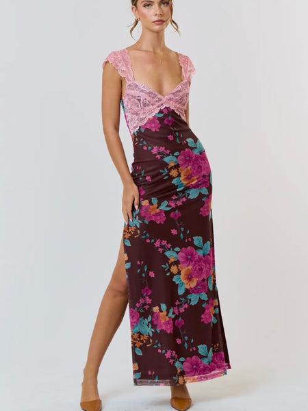 Guest Again Maxi Dress in Mauve Brown