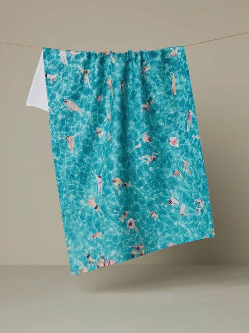 Swimming Crowd Tea Towel