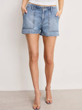 Lite Linen Denim Shorts in Indigo786