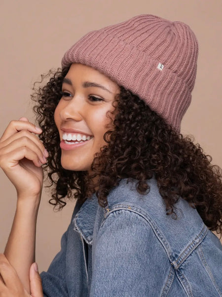 Glazey Satin Lined Beanie in Blush