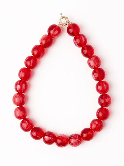 Iris Large Resin Bead Necklace in Red