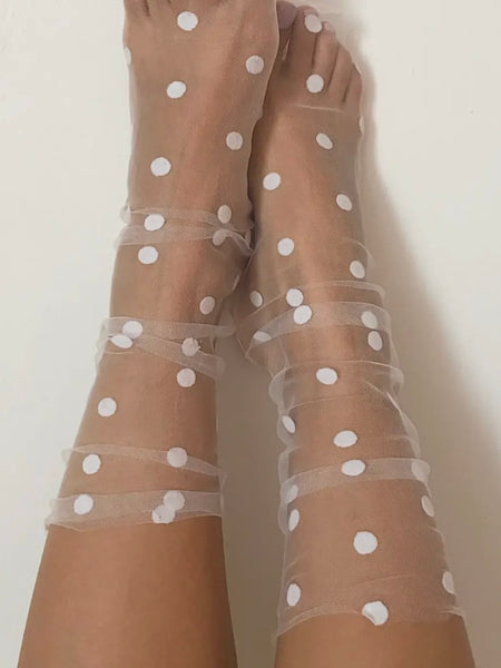 Maeva Mini Polka Dot Sock in Black