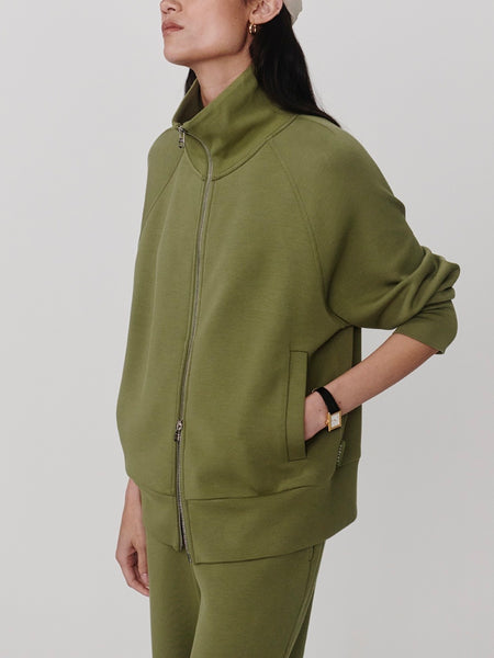 Tyde Zip Through Sweat in Loden Green