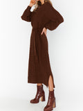 Barb Sweater Dress in Chocolate Cable Knit