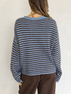 Oversized Striped Piper Henley in Blue & Brown