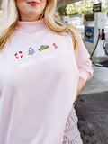 Custom Embroidered She's An Icon TRL Mock Neck in Pink