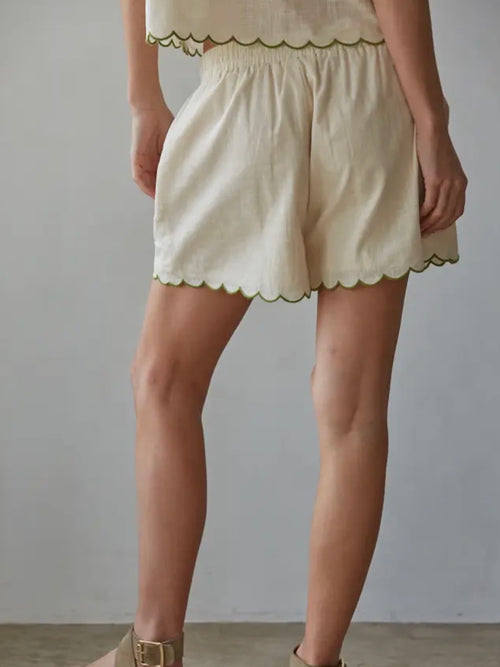 Storybook Embroidered Shorts in Natural