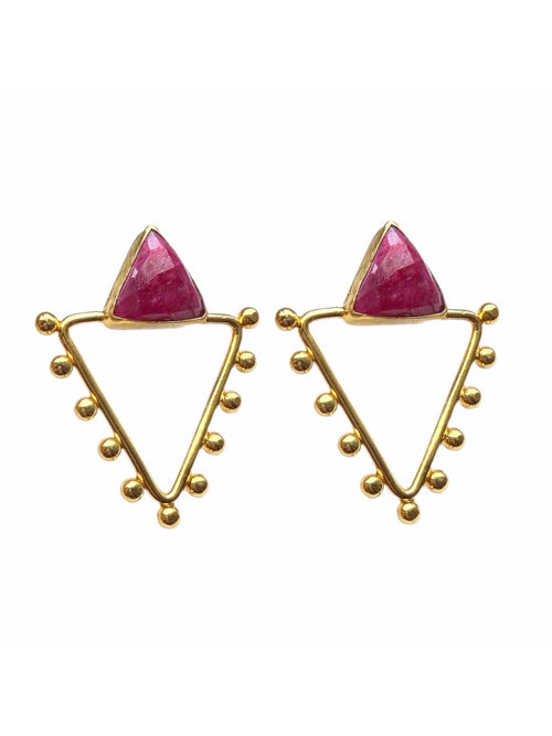 Nadira Ruby Triangle Earrings