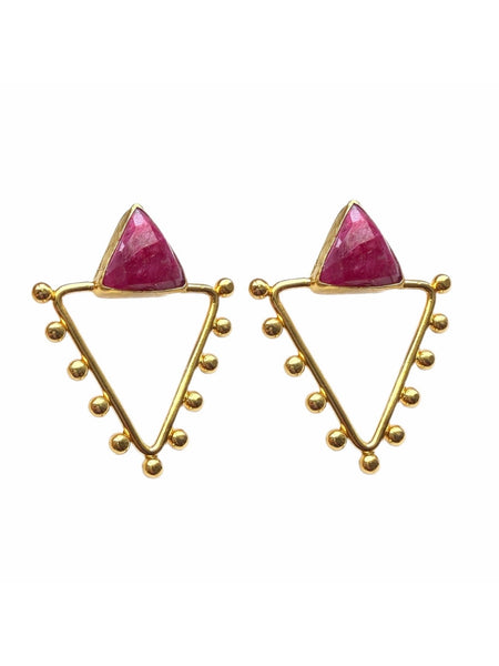 Nadira Ruby Triangle Earrings