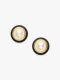 Enamel Rim Pearl Stud Earrings