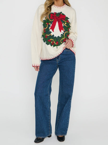 Beckett Sweater in Wreath Graphic Knit