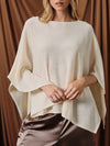 Loose Leaf Cape Sweater in Cream