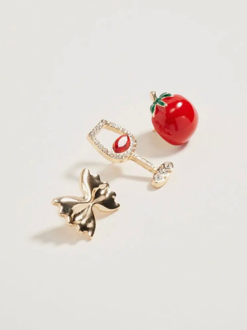 Wine & Pasta Brooch Pins Set