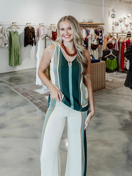 Border Stripe Tank in Natural Desert