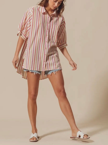 Down The Line Top in Pink Combo