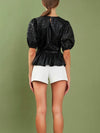 Eyelet It Go Faux Leather Blouse in Black