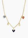 Campbell Heart Charm Necklace in Blue