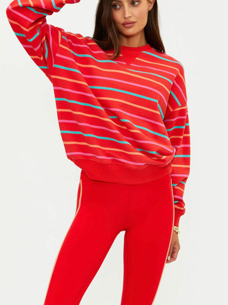 Devyn Oversized Sweatshirt in Strawberry Smoothie Stripe