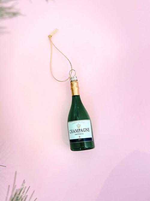 Champagne Bottle Ornament in Green