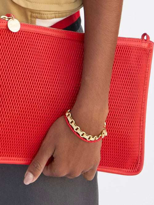 Enamel Barrel Chain Bracelet in Poppy