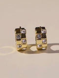 Gold Pave Checkered Huggies