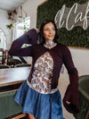 Bell Sleeve Knit Cardigan in Bark