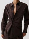 Mila Button Down Wrap Top in Hot Toddy