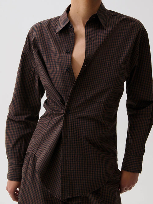 Mila Button Down Wrap Top in Hot Toddy