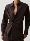 Mila Button Down Wrap Top in Hot Toddy