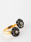 Black Aster Flowers Face To Face Ring