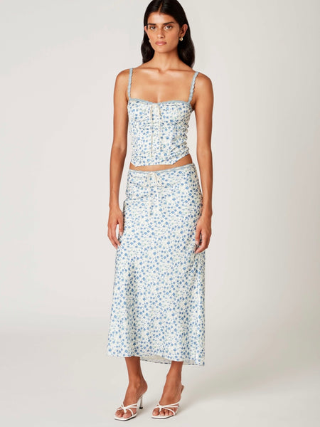 Nathalia Skirt in Ivory & Blue