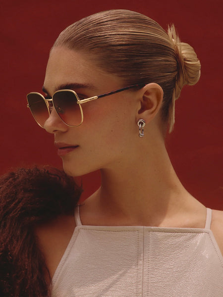 Uptown Sunnies in Brushed Gold & Maple Honey
