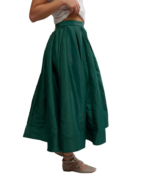 Emilia Full Skirt in Uncut Emerald