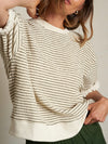 Rebecca French Terry Puff Sleeve Sweatshirt in Green Stripe