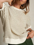 Rebecca French Terry Puff Sleeve Sweatshirt in Green Stripe